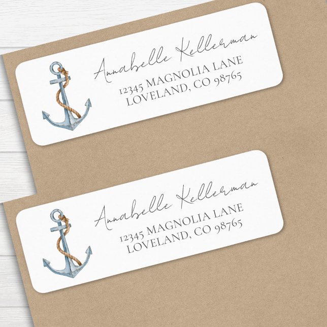Ancre Adresse de retour nautique (Anchor Nautical Return Address label)