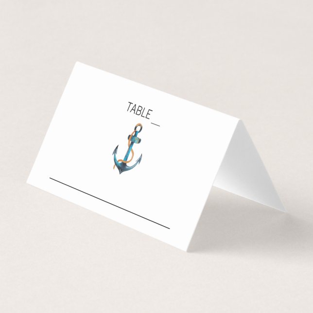 Ancre aquarelle Mariage nautique Cartes de place (Devant)