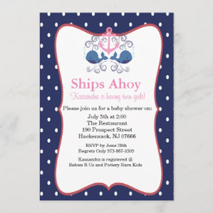 Ancre avec des baleines pour une invitation à Baby