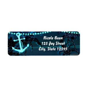 Ancre Beach Palm Trees Invitation Étiquettes de ad