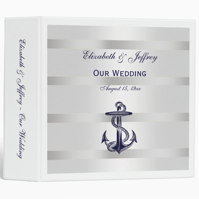 Ancre bleu marine Silver Wt BG Mariage Classeur (Devant/Côté)