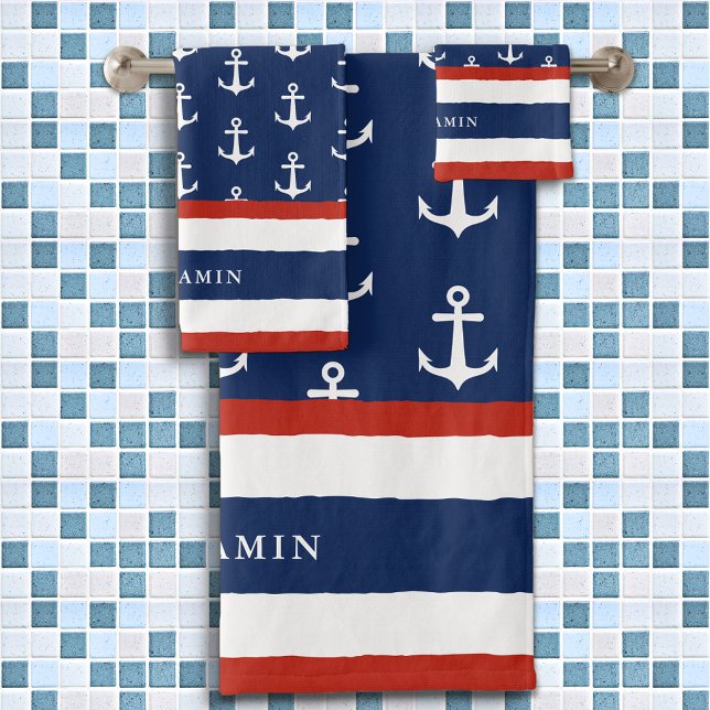 Ancre bleue marine blanche marine personnalisée (Créateur téléchargé)