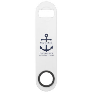 Ancre Bleue marine Nautique Groomsmen personnalisé