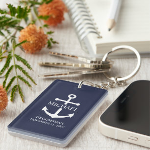 Ancre Bleue marine Nautique Groomsmen personnalisé