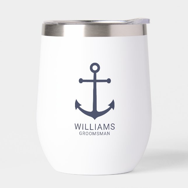 Ancre Bleue marine Nautique Groomsmen personnalisé (Gauche)