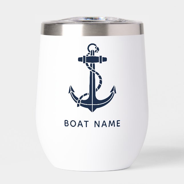 Ancre Bleue marine Nom du bateau Personnalisé (Avant)