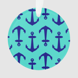 Ancre Bleue Marine Sur Décor Côtier Turquoise