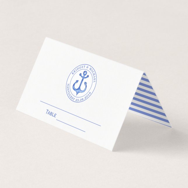 Ancre bleue marine | Table Mariage / Carte de plac (Devant)