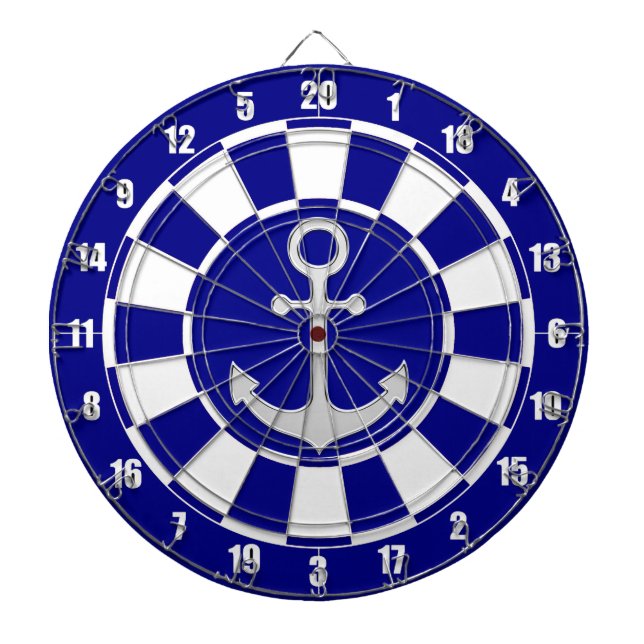 Ancre d'argent sur la Cible de flechettes bleue et (Devant)