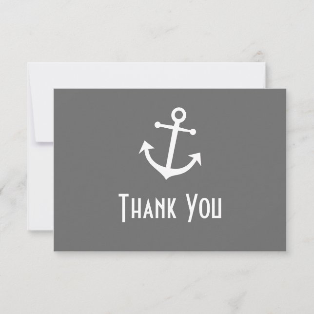 Ancre de bateau Merci Cartes de notes (Gris) (Devant)