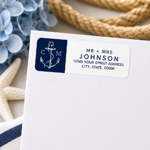 Ancre de croquis blanc nautical Monogramme Navy