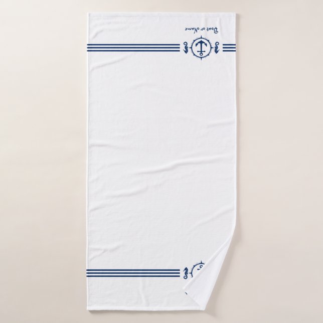Ancre de mer Serviette de bain Nom personnalisé sh (Serviette de bain)