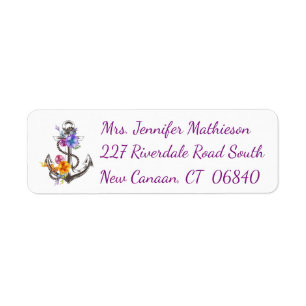 Ancre de navire Floral Purple Nautique Adresse de 