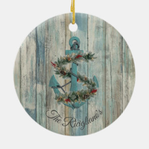 Ancre de Noël personnalisée Ornement en céramique
