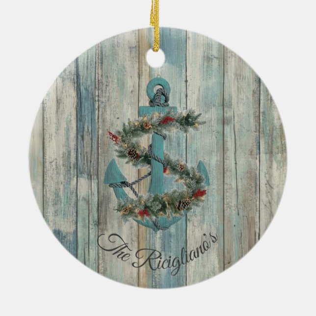 Ancre de Noël personnalisée Ornement en céramique (Dos)