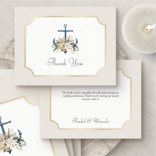 Ancre de plage Carte de remerciements Mariage naut