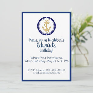 Ancre d'or centrale Invitation d'anniversaire