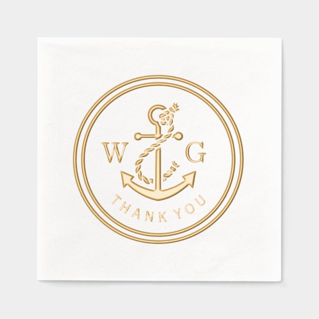 Ancre encadrée avec Merci initial Monogramme 2 (Recto)