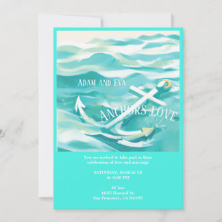 Ancre faire-part de mariage d'amour dans un marin