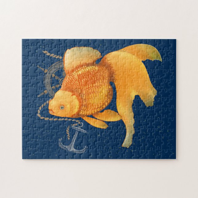 Ancre Goldfish Bateau Roue Puzzle nautique (Horizontal)