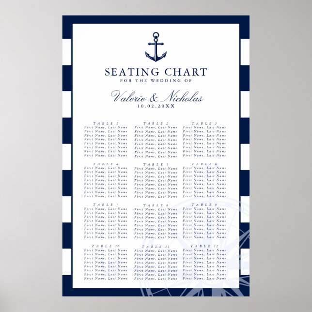 Ancre | Mariage nautique | Tableau de sièges (Devant)