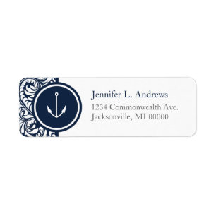 Ancre Marine Damask Étiquettes de adresse