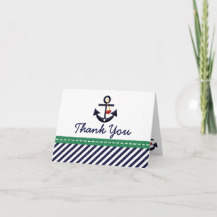 Ancre marine et verte nautique Carte de remercieme