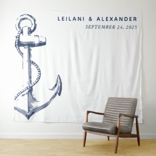 Ancre marine Tapisserie Mariage blanc