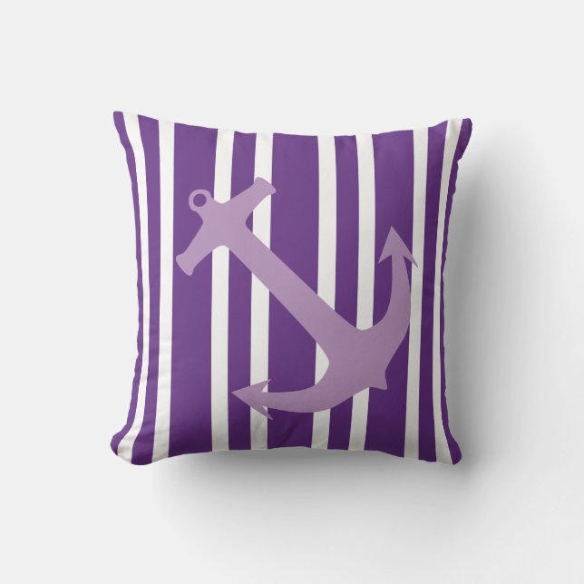Ancre marine violet Coussin rayé (Recto)