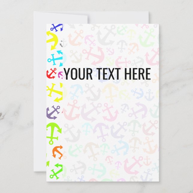 Ancre maritime Faire-part Motif coloré (Devant)