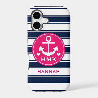 ANCRE MONOGRAMMÉE ROSE ET NAVY