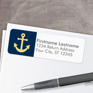 Ancre nautique avec Motif de Navy Jaune Chevron