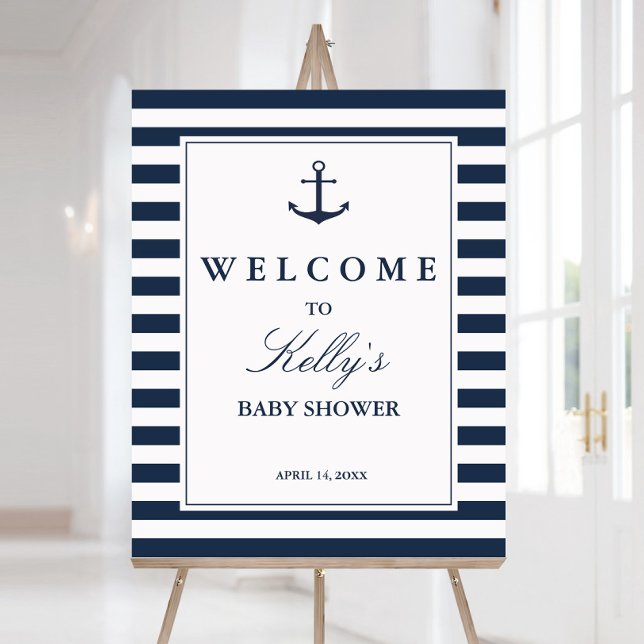 Ancre nautique Baby shower  Affiche de bienvenue (Créateur téléchargé)