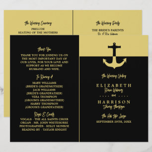 Ancre nautique - Black Gold - Programme de mariage