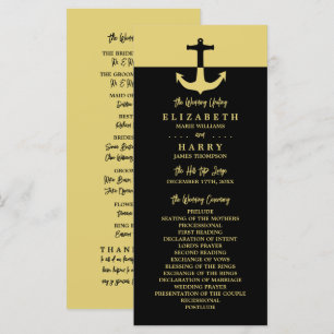 Ancre nautique - Black Gold - Programme de mariage