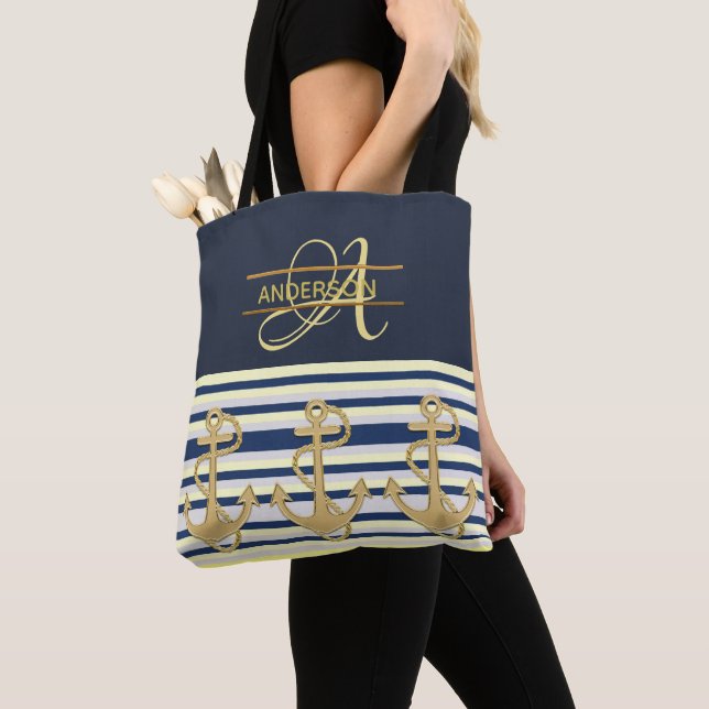 Ancre nautique Blue Gold MONOGRAM Sac fourre-tout (De près)