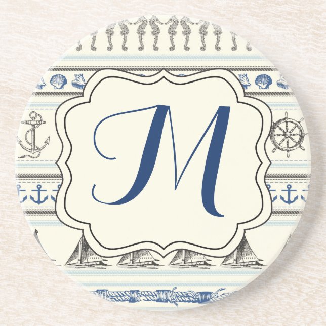Ancre nautique Dessous de verre Motif de noeud de  (Devant)