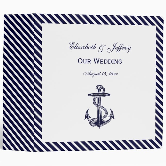 Ancre nautique Diag Stripe 2A Mariage Classeur (Devant/Côté)