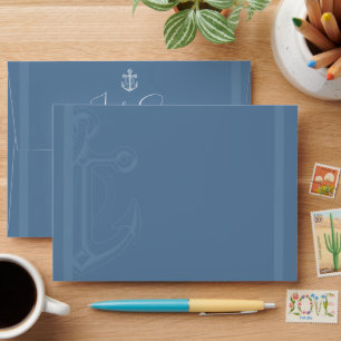 Ancre nautique Dusty Blue Return Adresse Enveloppe