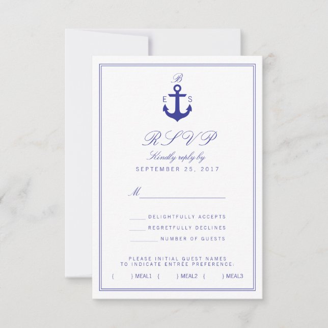 Ancre Nautique Élégante Carte simple Monogramme RS (Devant)