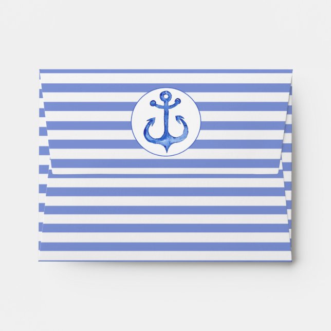 Ancre nautique | Enveloppes rayées bleu marine (Dos (Haut rabat))