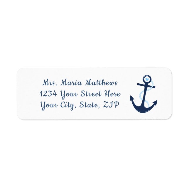 Ancre nautique Marine Blue Address Sticker Étiquet (Devant)