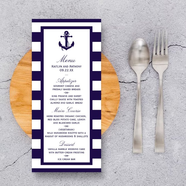 Ancre nautique Menu Mariage de la bande marine (Créateur téléchargé)