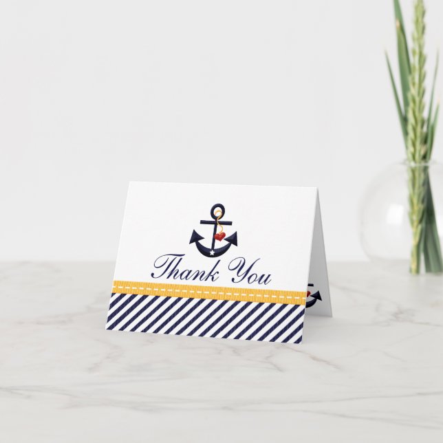 Ancre nautique Merci Notes Cartes Jaune (Devant)
