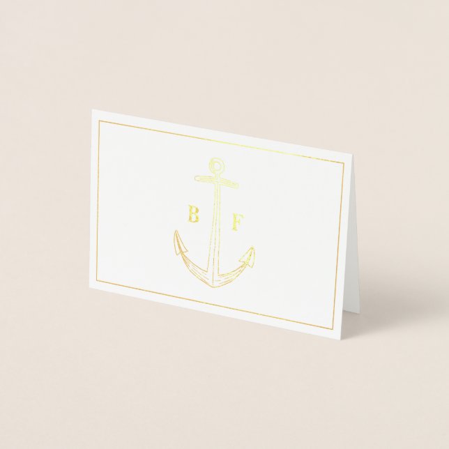 Ancre nautique Monogramme Merci Carte de note (Devant)
