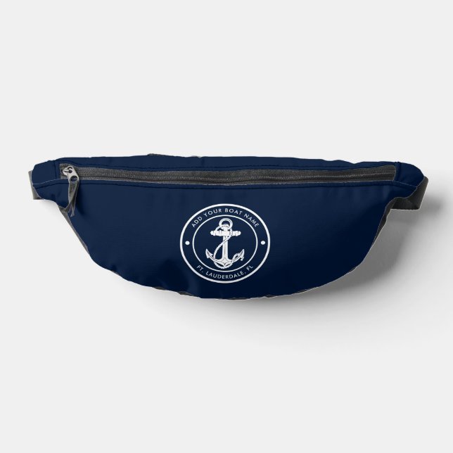 Ancre nautique Nom du bateau bleu marine Personnal (Poser)