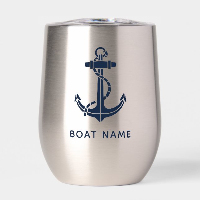 Ancre nautique Nom du bateau bleu marine Personnal (Avant)