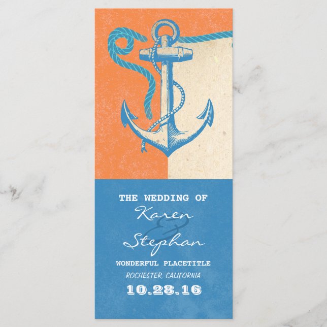 ancre nautique programmes de mariage plage (Devant)