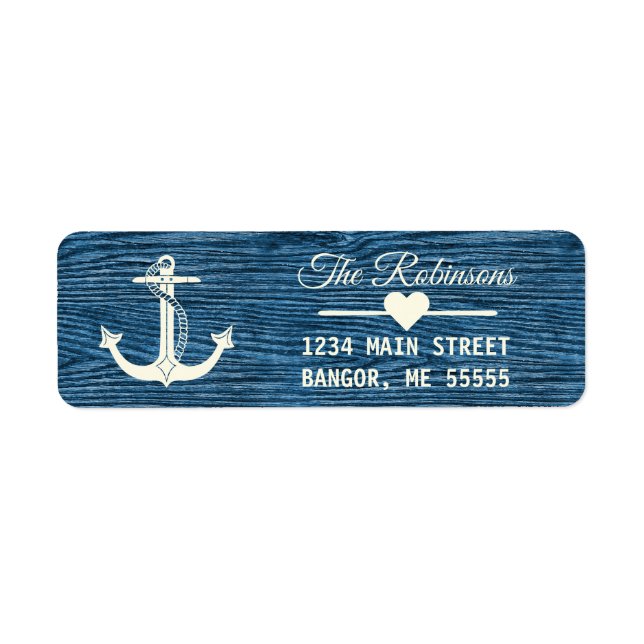 Ancre nautique Rustic Blue Holiday Adresse de reto (Devant)