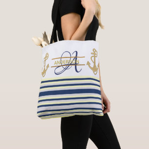 Ancre nautique Sacs fourre-tout de MONOGRAM d'or b